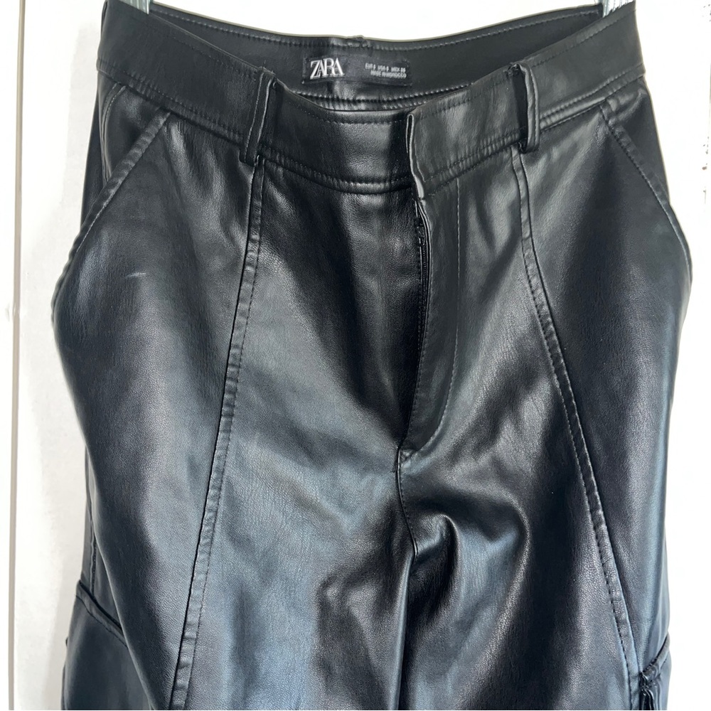 Zara Faux Leather Cargo Joggers